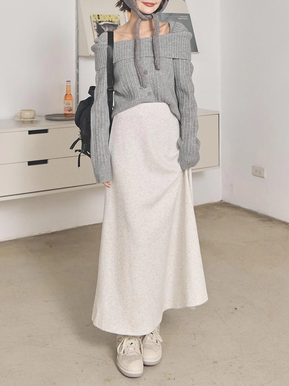 親膚羊絨感A字長裙