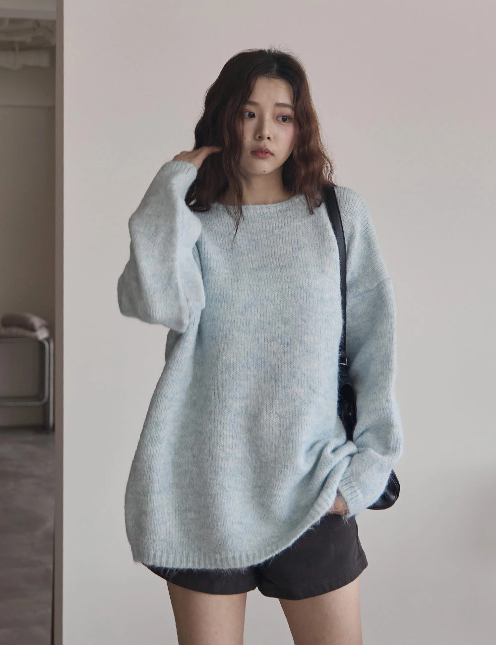 寬鬆混色針織上衣