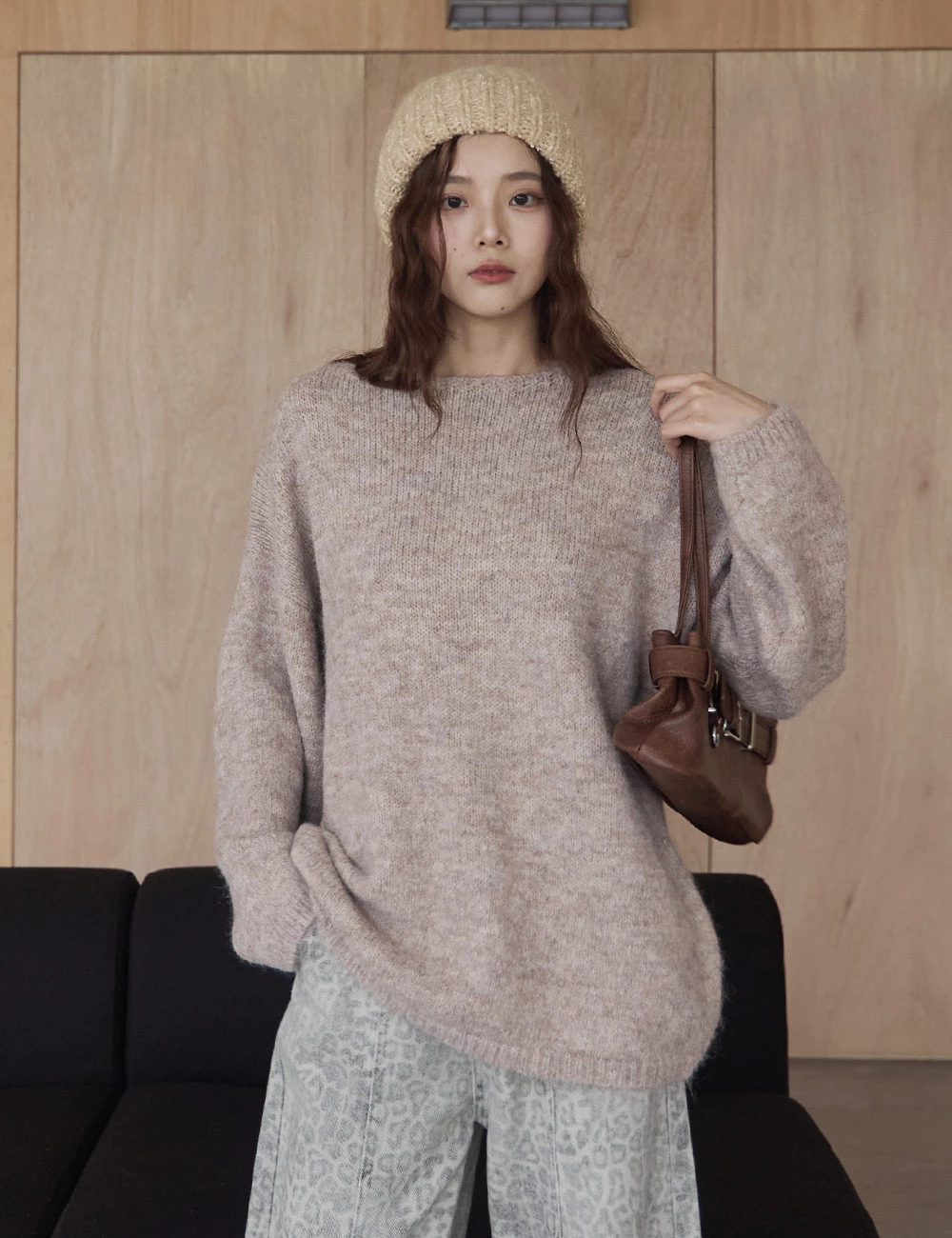 寬鬆混色針織上衣