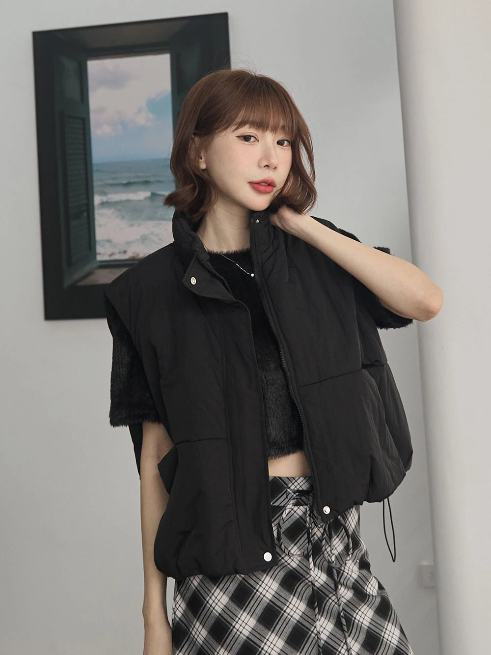 防風鋪棉尼龍背心外套