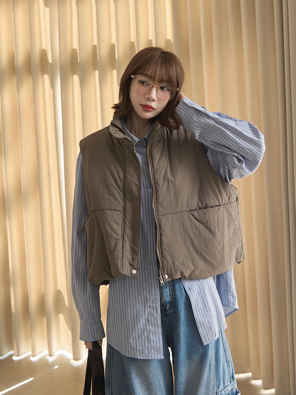 防風鋪棉尼龍背心外套