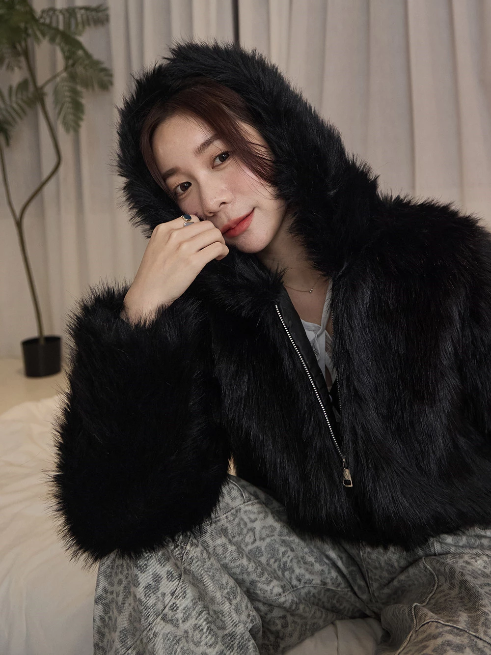 水貂毛連帽外套