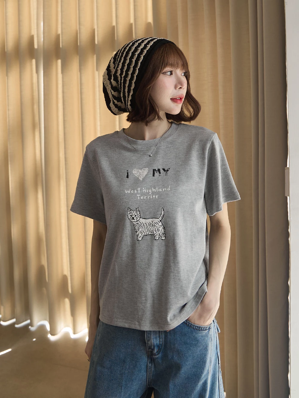 卡通狗狗印圖短袖T