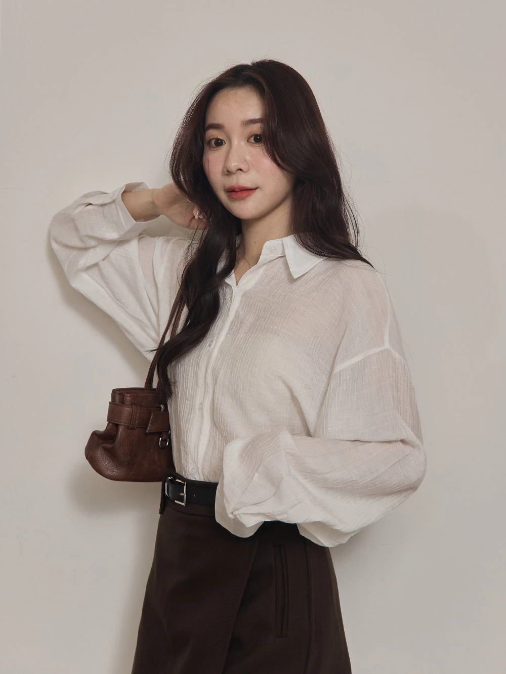 紋理感微透膚襯衫