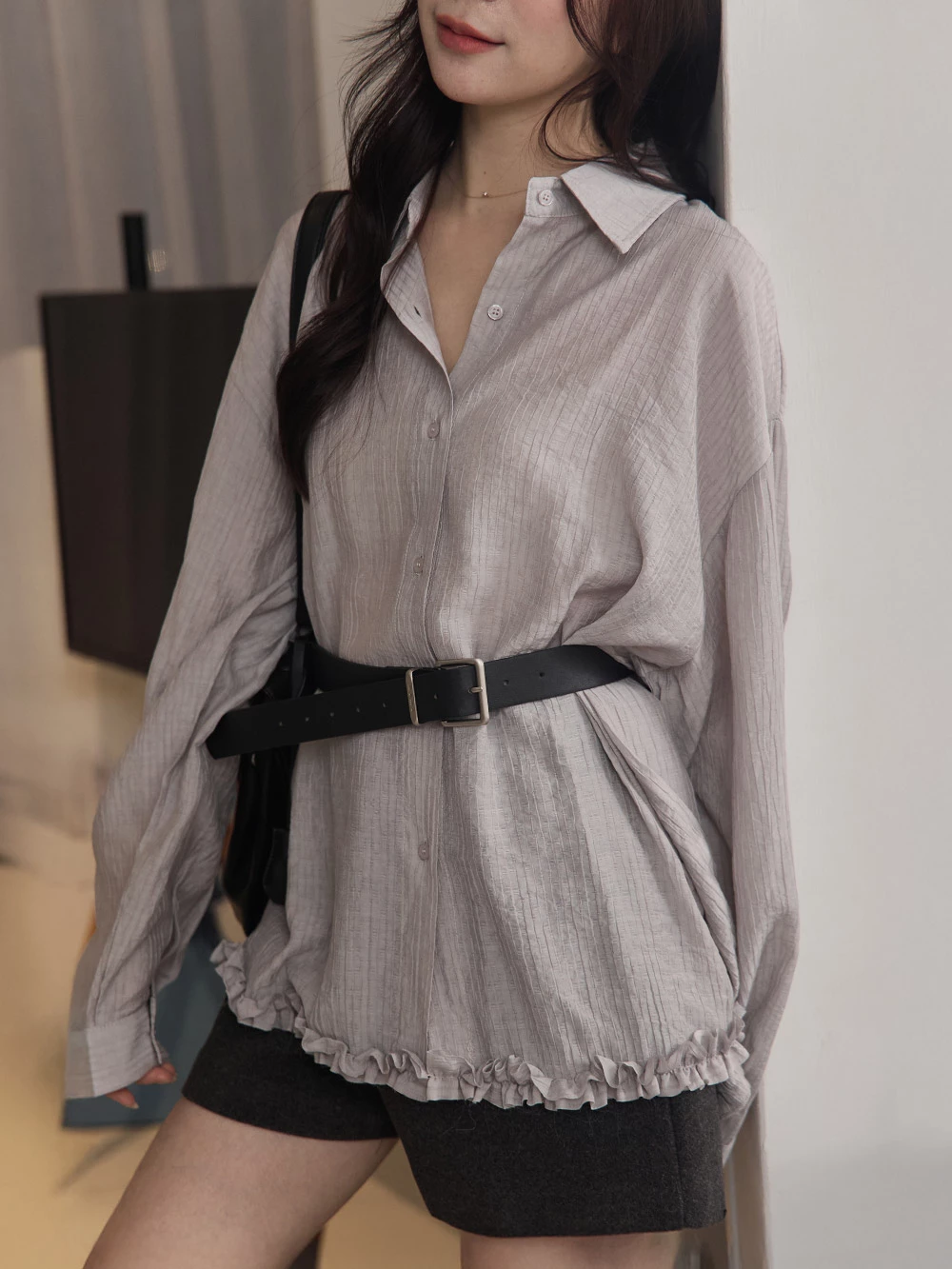 紋理感微透膚襯衫