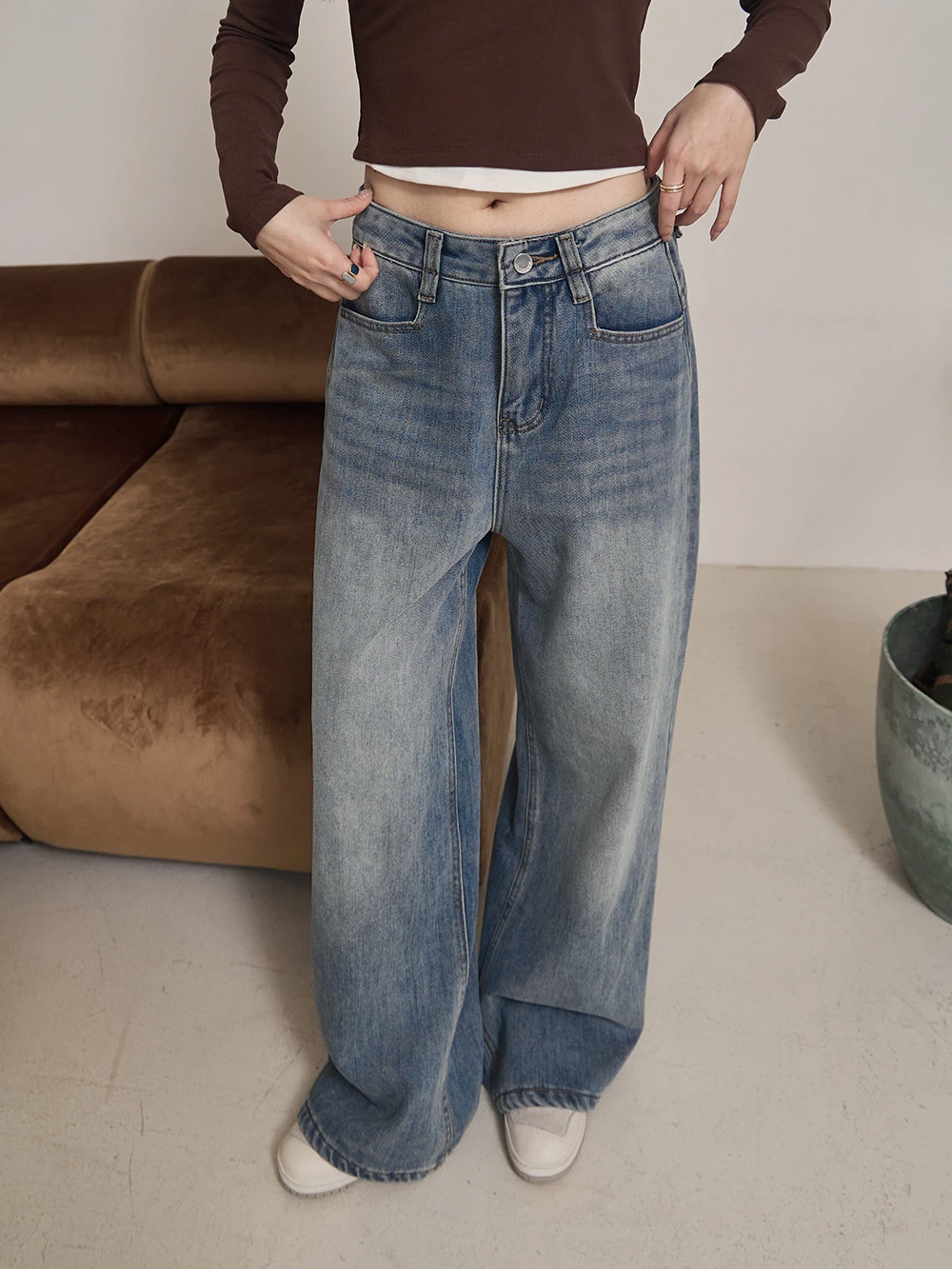 內磨毛水洗牛仔褲