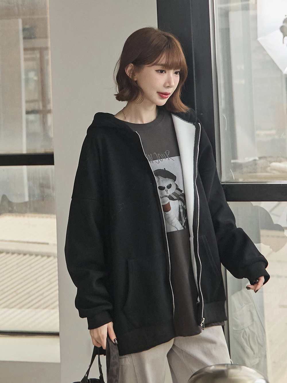 小惡魔造型刷絨連帽外套