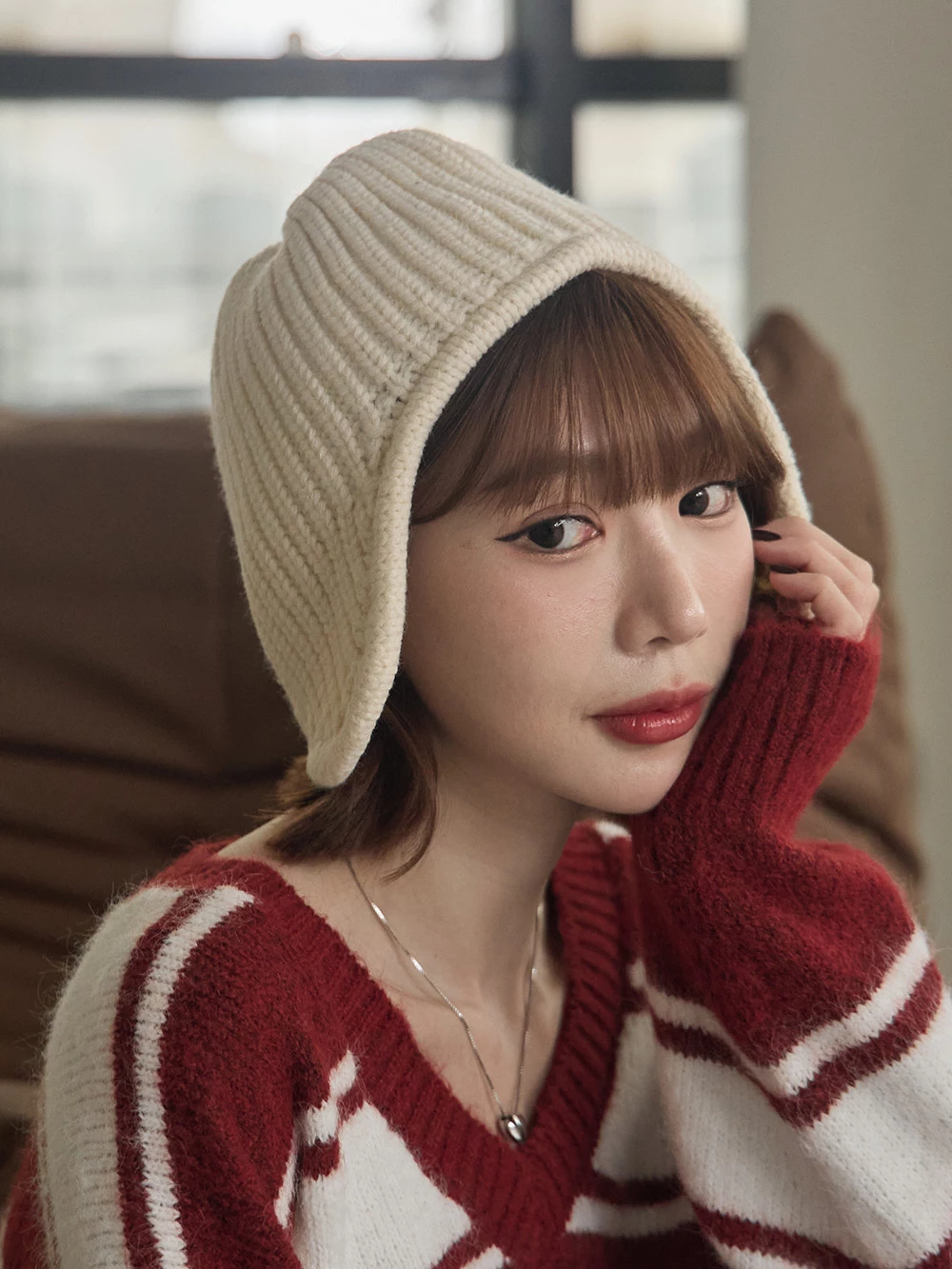 護耳針織飛行毛帽