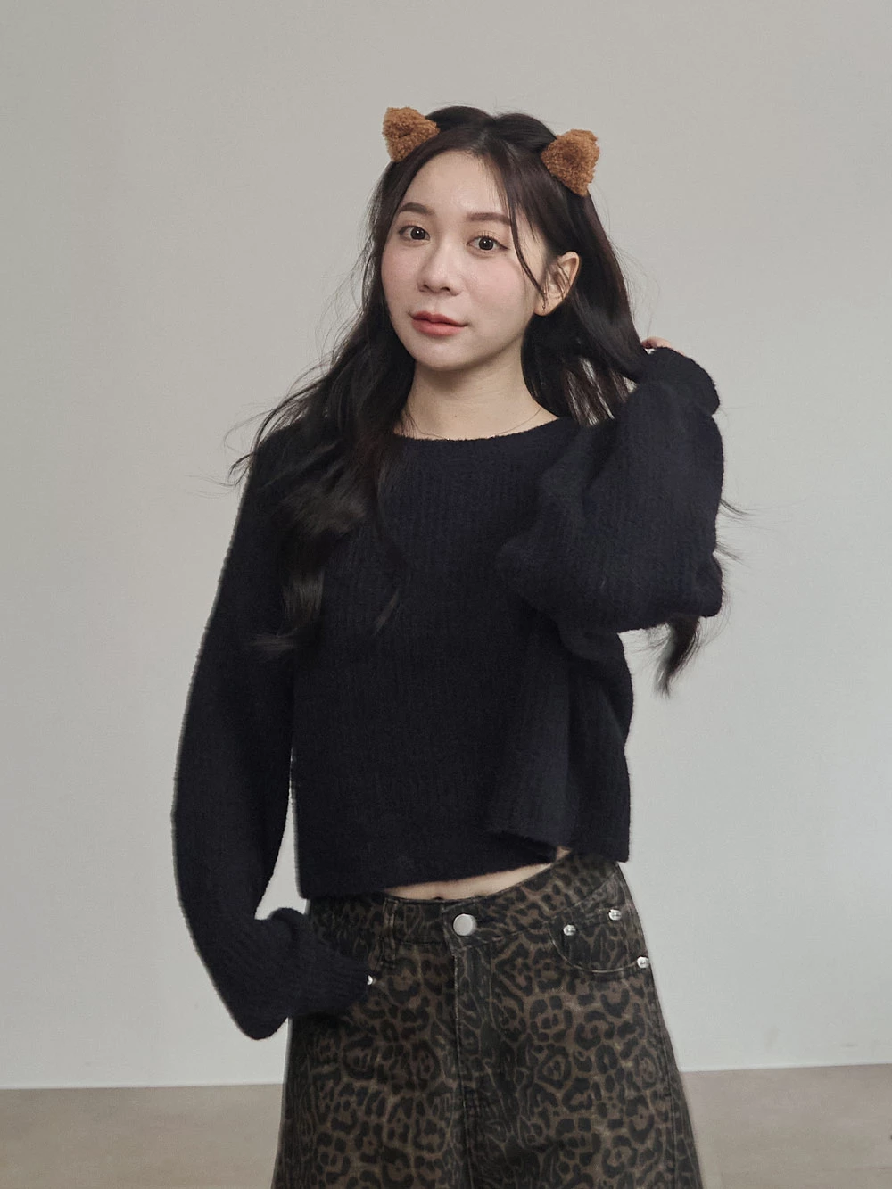 極軟磨毛感澎袖針織上衣