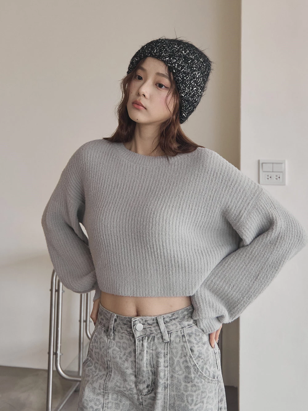 極軟磨毛感澎袖針織上衣