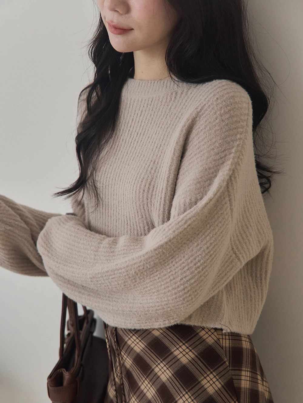 極軟磨毛感澎袖針織上衣