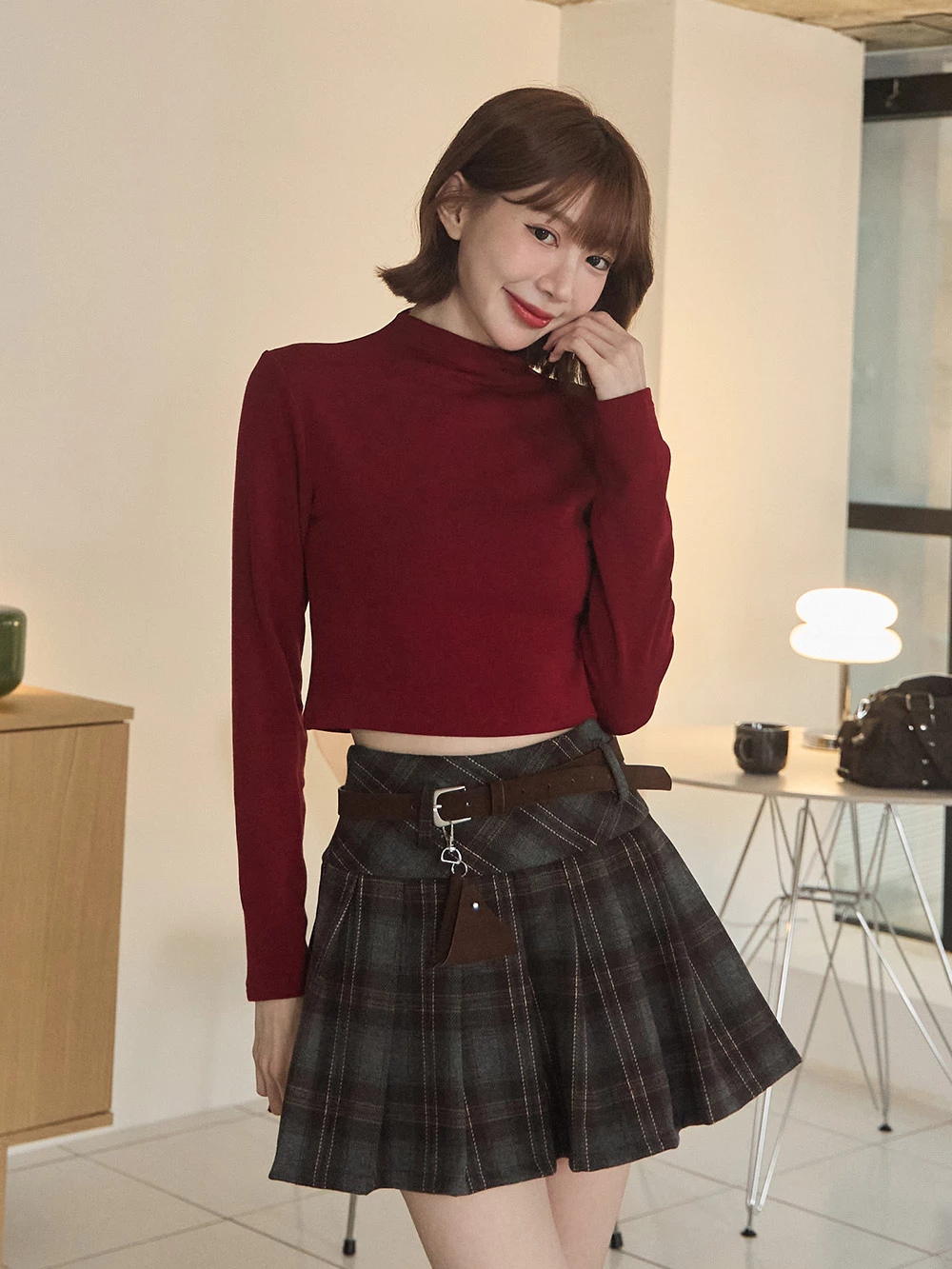 Q彈半高領磨毛羊絨感上衣