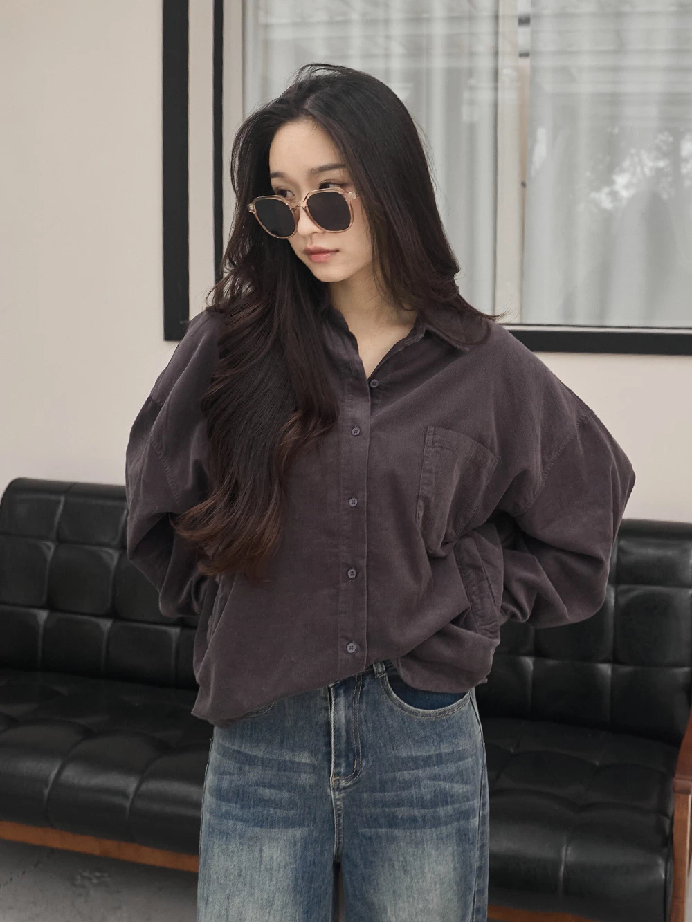 薄料燈芯絨寬版襯衫