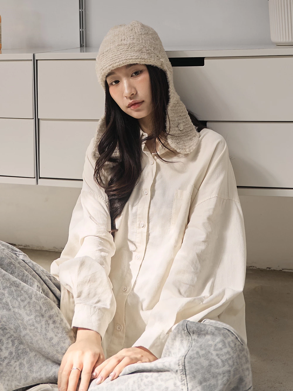 薄料燈芯絨寬版襯衫