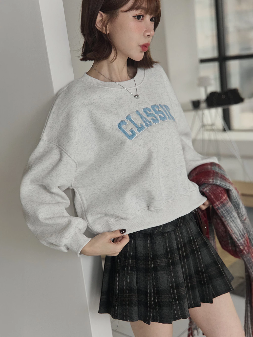 CLASSIC繡字刷絨大學T