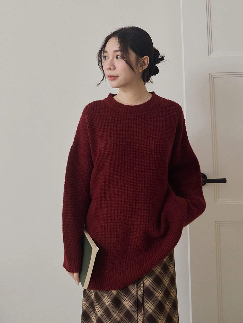 寬鬆圓領針織上衣