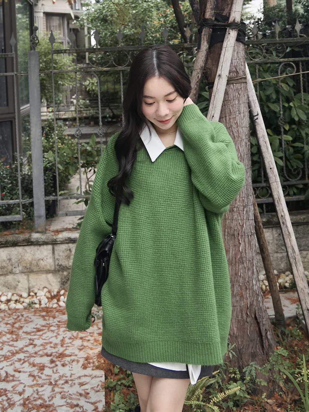 寬鬆圓領針織上衣