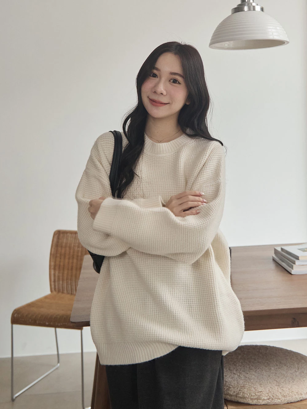 寬鬆圓領針織上衣