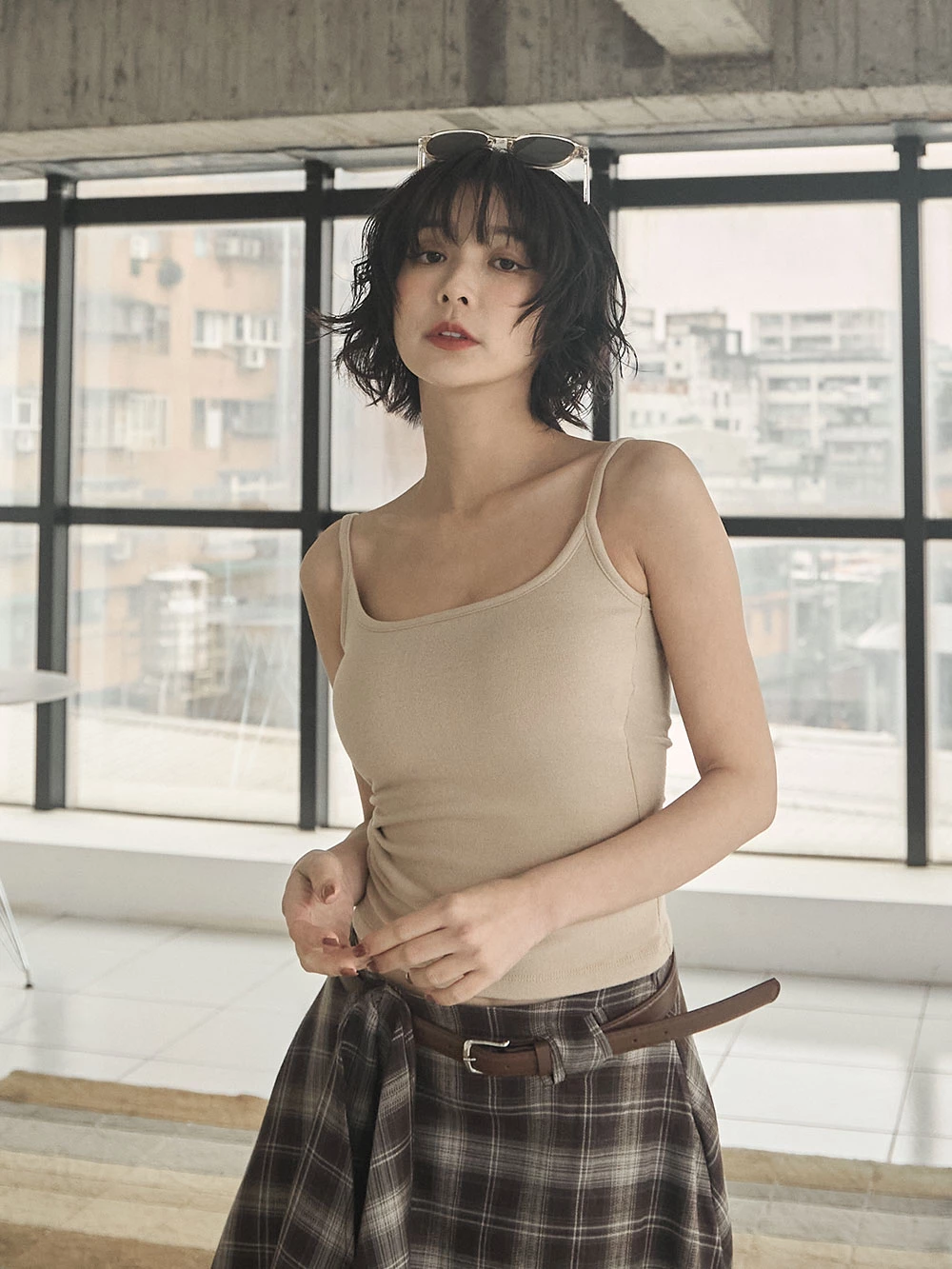 內磨毛細肩胸墊背心