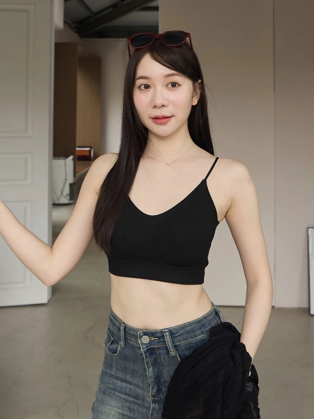 肩可調V領胸墊背心