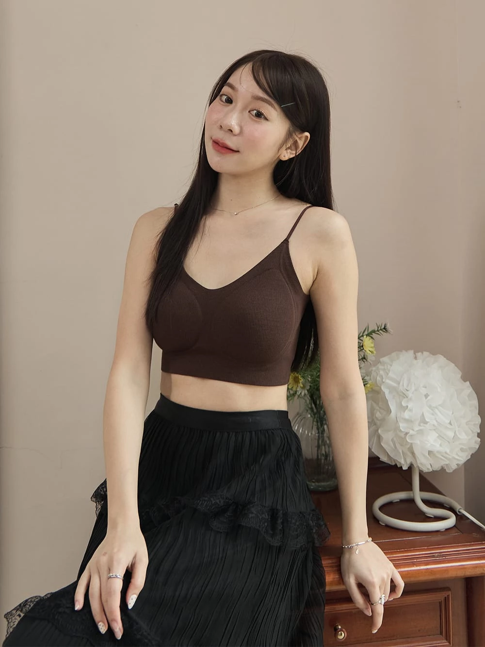 肩可調V領胸墊背心