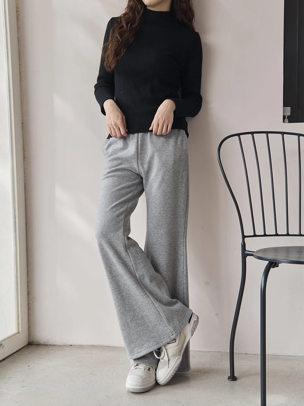 內刷絨鬆緊喇叭棉褲