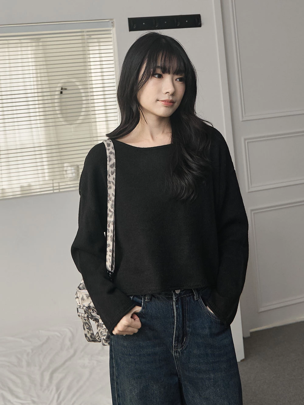 捲邊磨毛感針織上衣