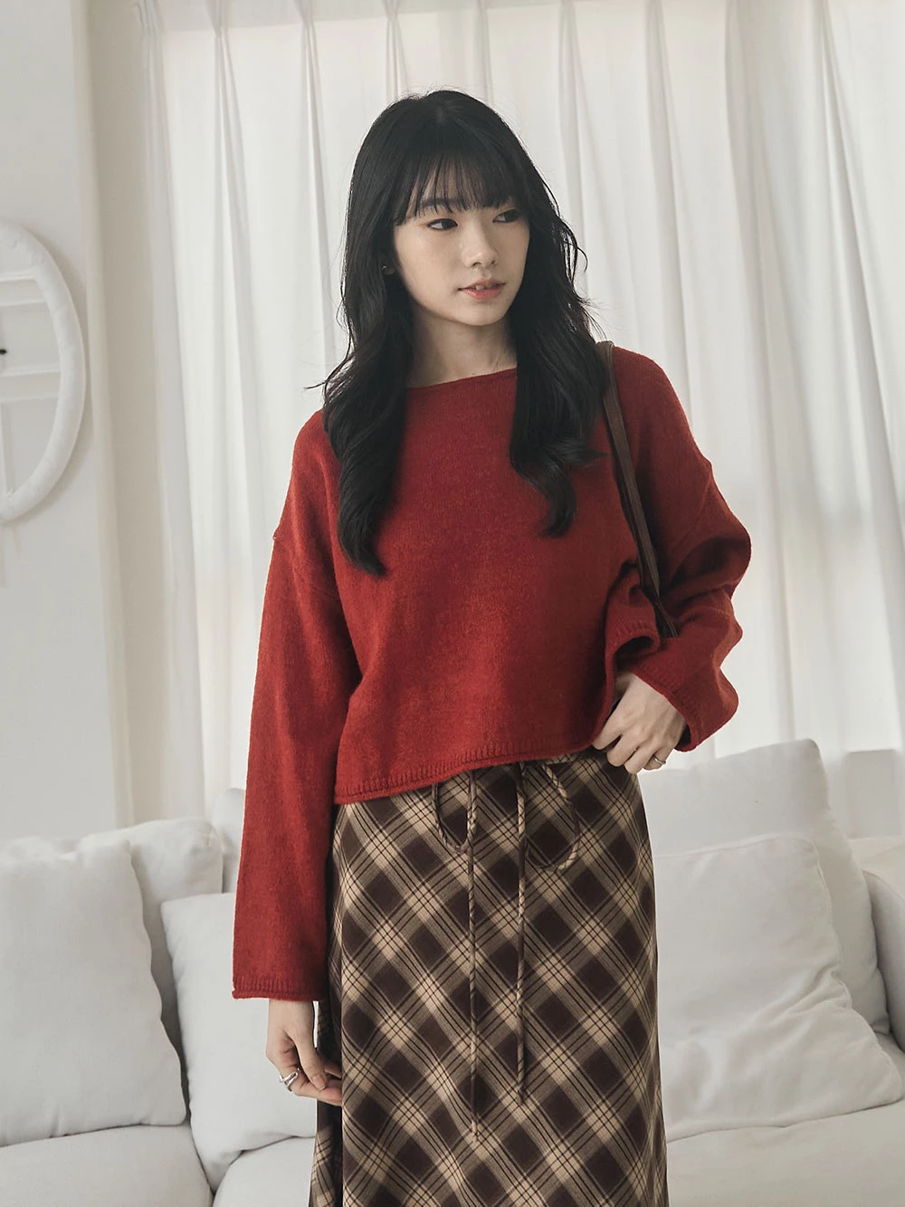 捲邊磨毛感針織上衣