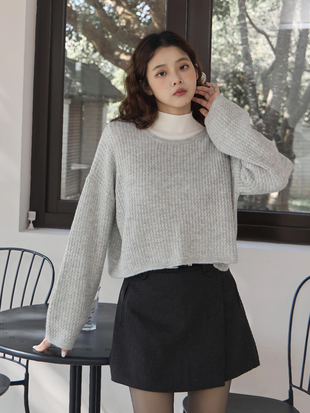 編織感針織短版上衣