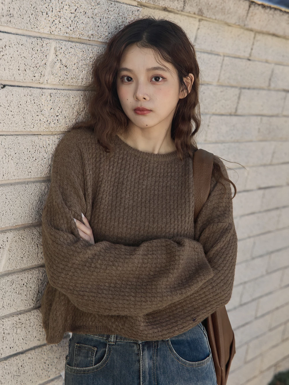 編織感針織短版上衣