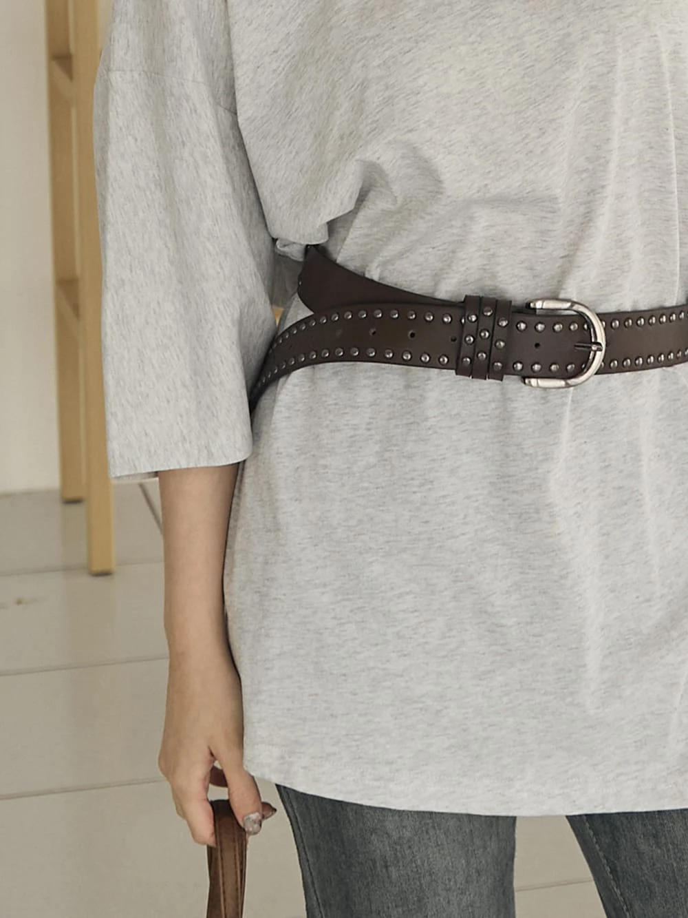 鉚釘寬版皮帶