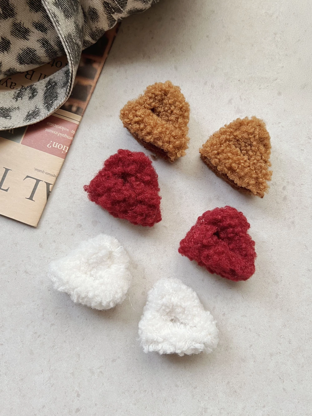 小貓造型羊羔毛髮夾