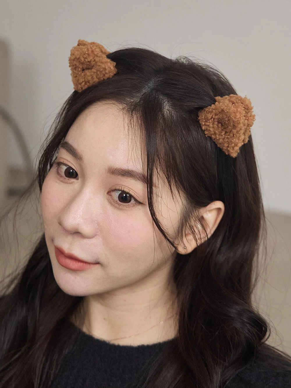 小貓造型羊羔毛髮夾