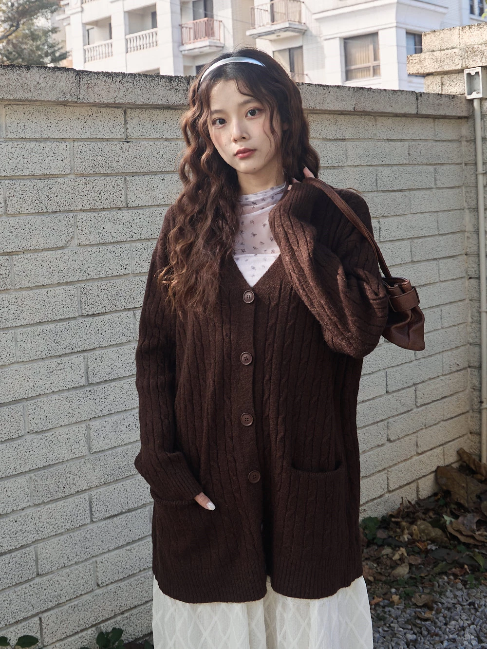 麻花坑條針織外套