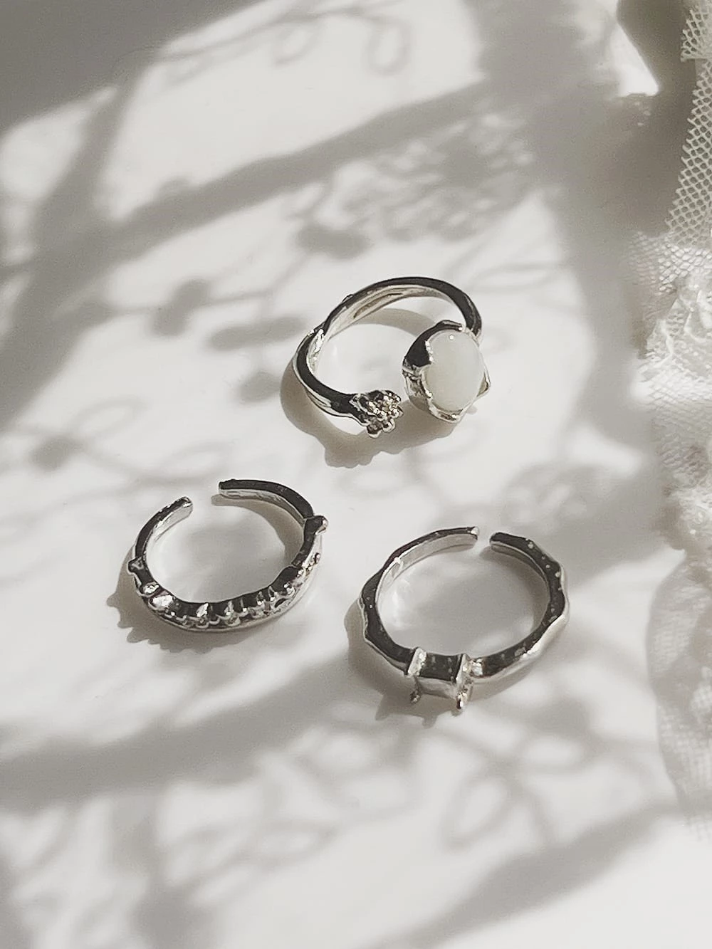 月光石造型開口戒