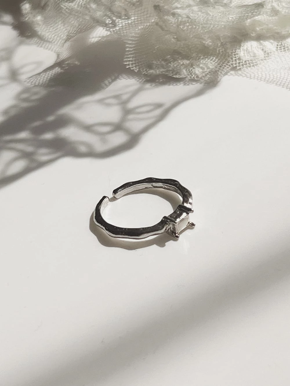 小銀塊造型開口戒