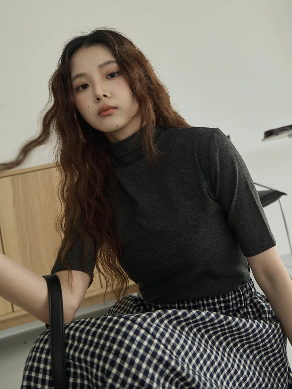 立領極彈五分袖上衣