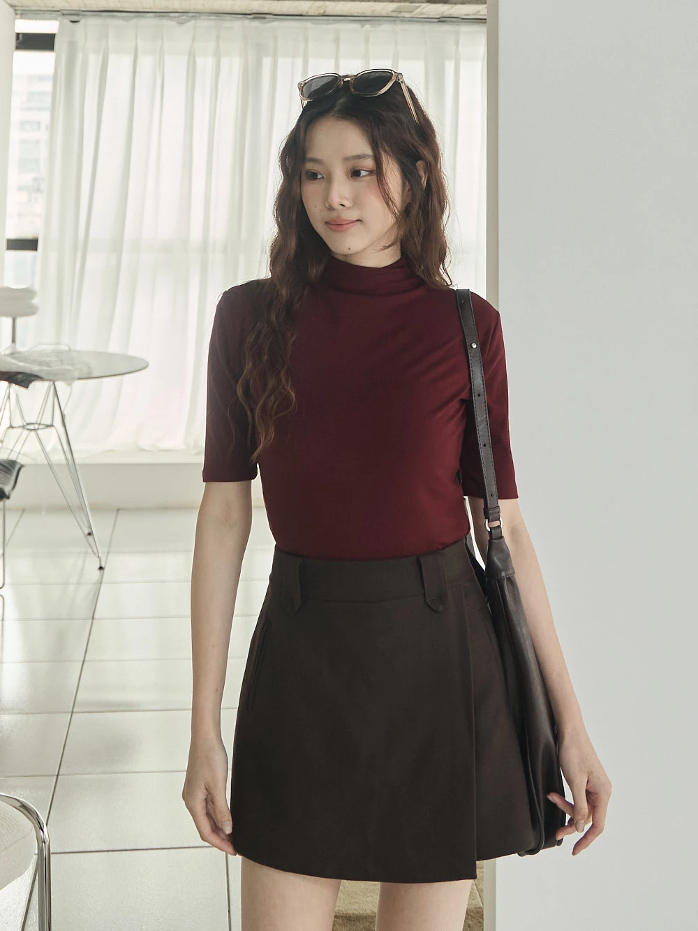 立領極彈五分袖上衣