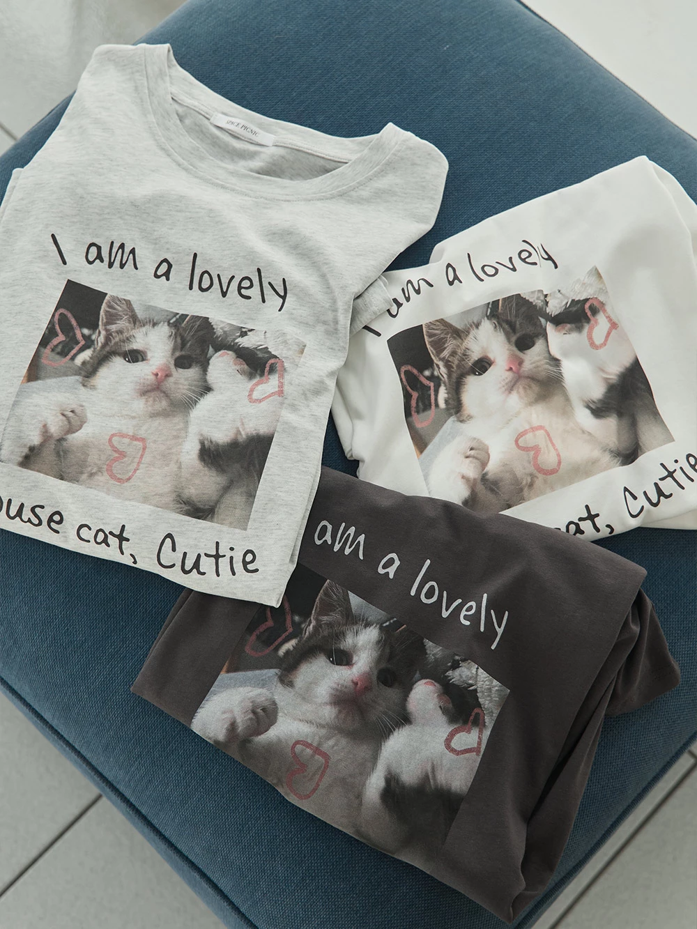 lovely貓咪印圖寬鬆上衣