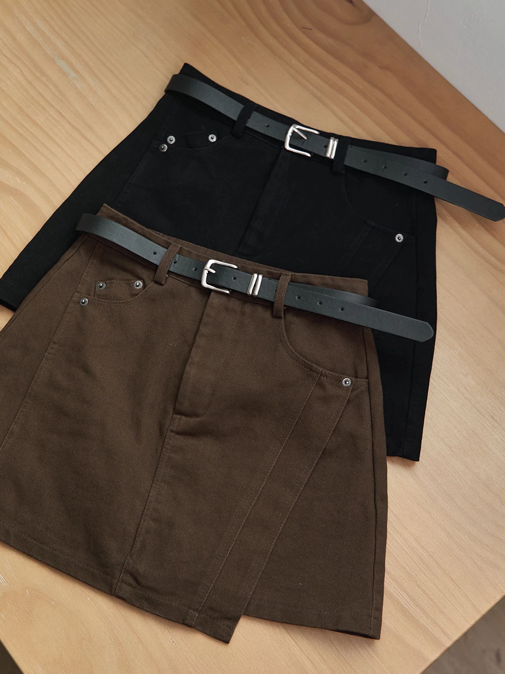 不規則造型挺版褲裙-附皮帶