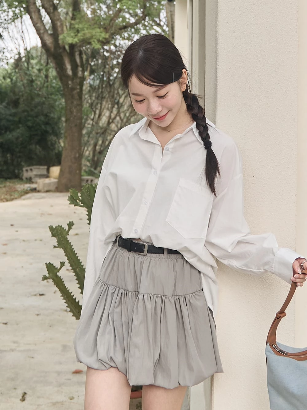 落肩無印寬鬆襯衫