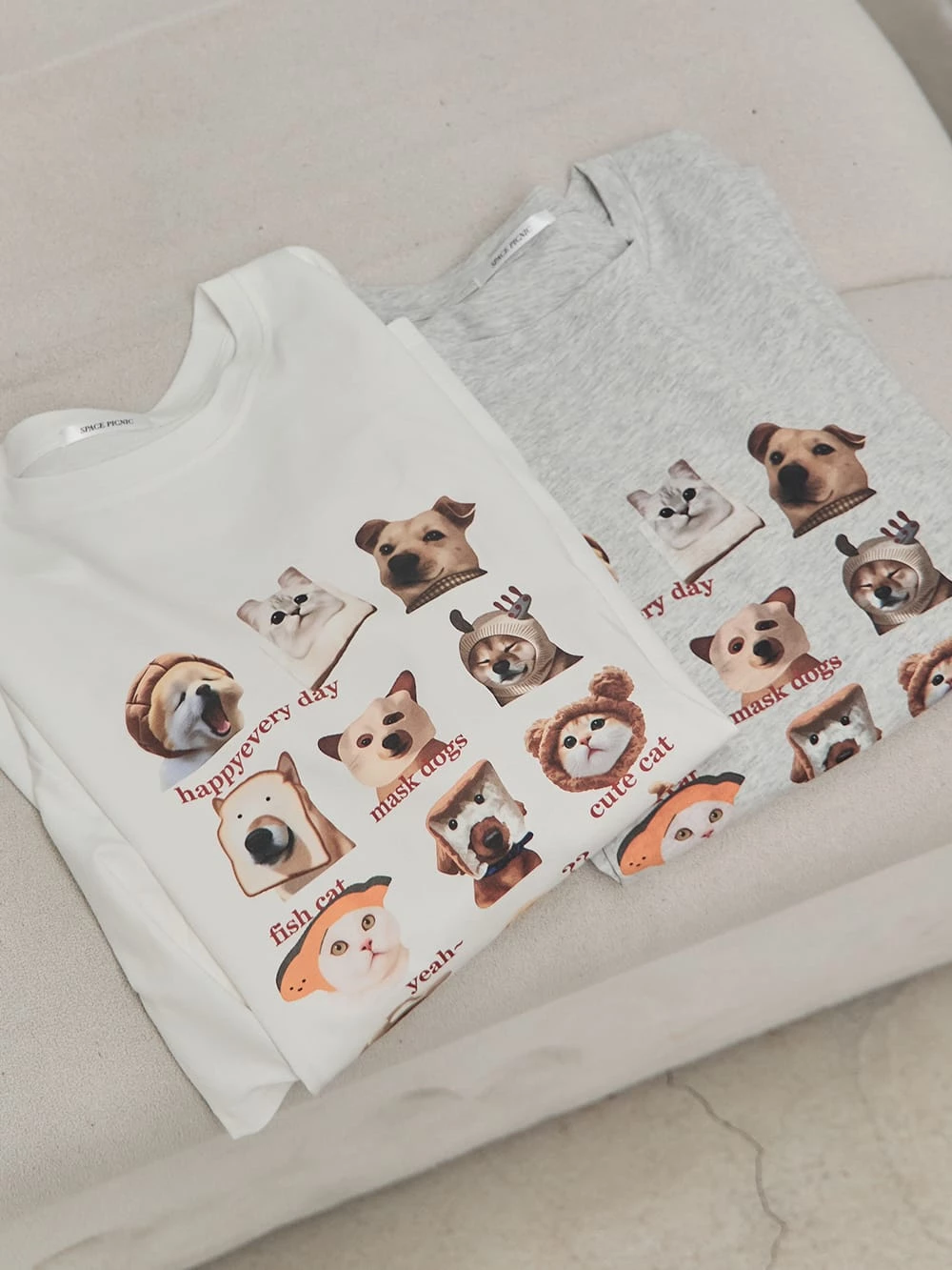 小貓狗狗印圖寬鬆上衣