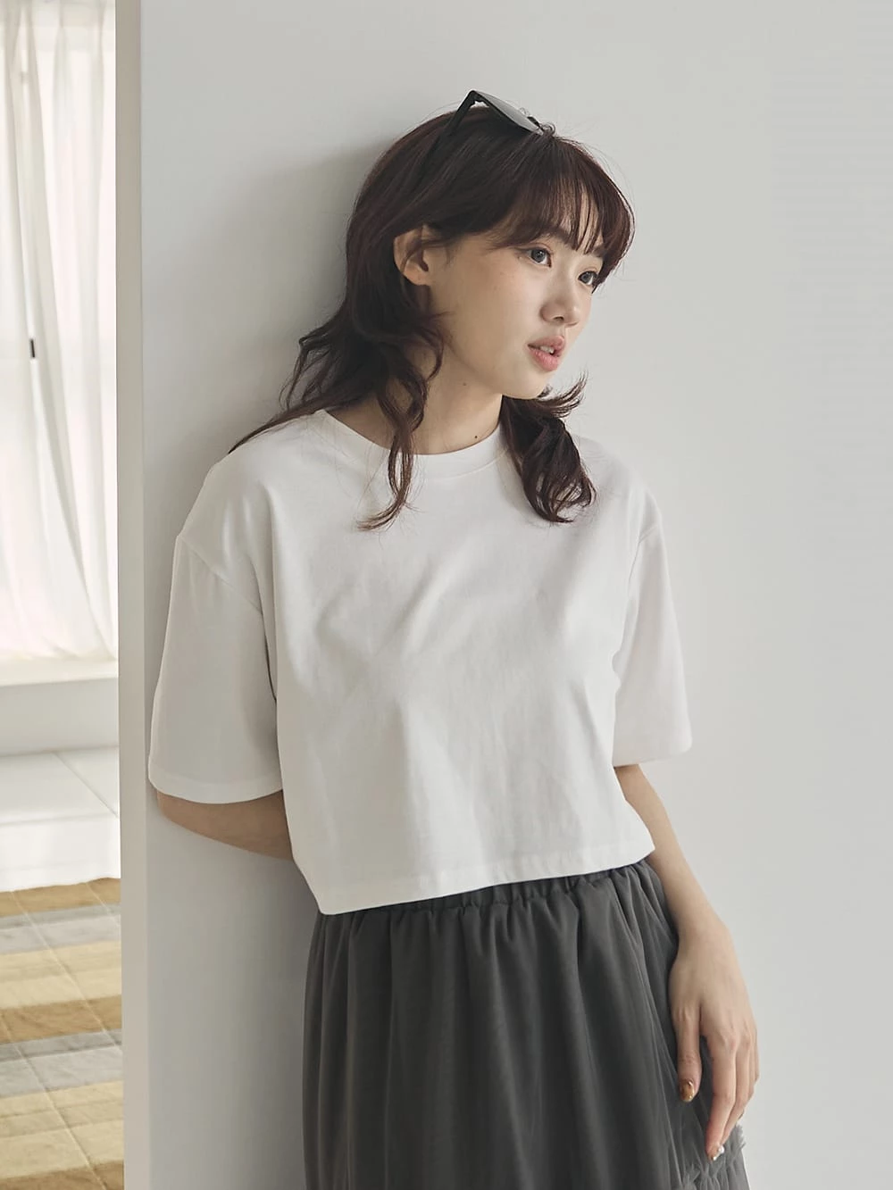 日常圓領短版上衣