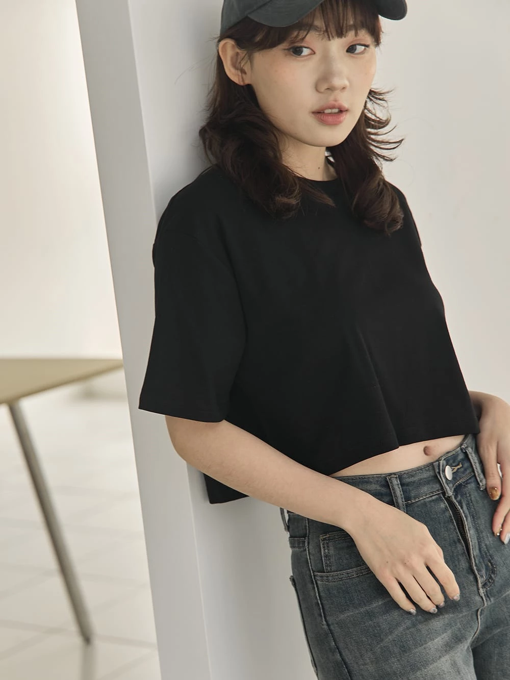 日常圓領短版上衣
