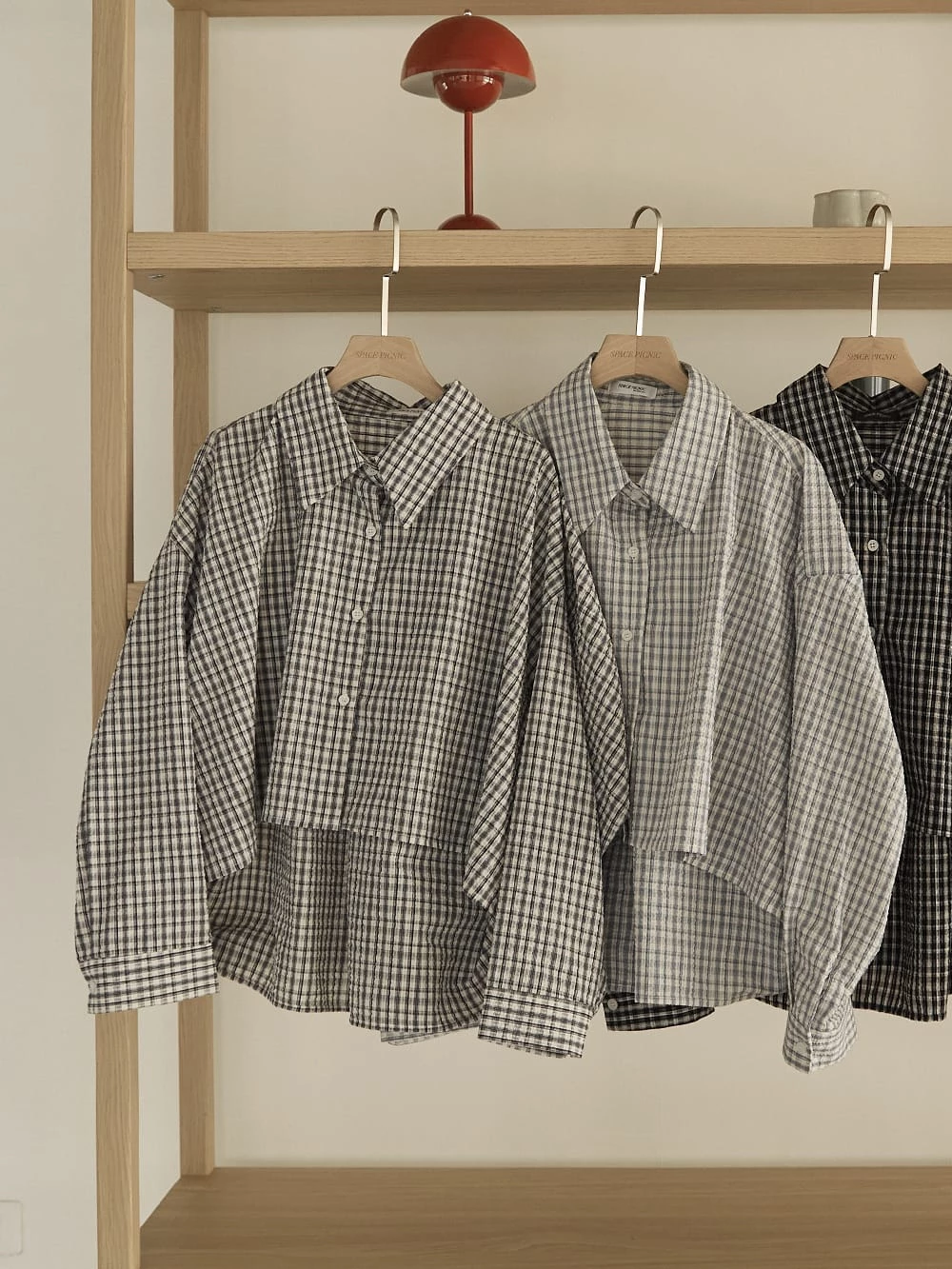 格紋前短後長造型襯衫