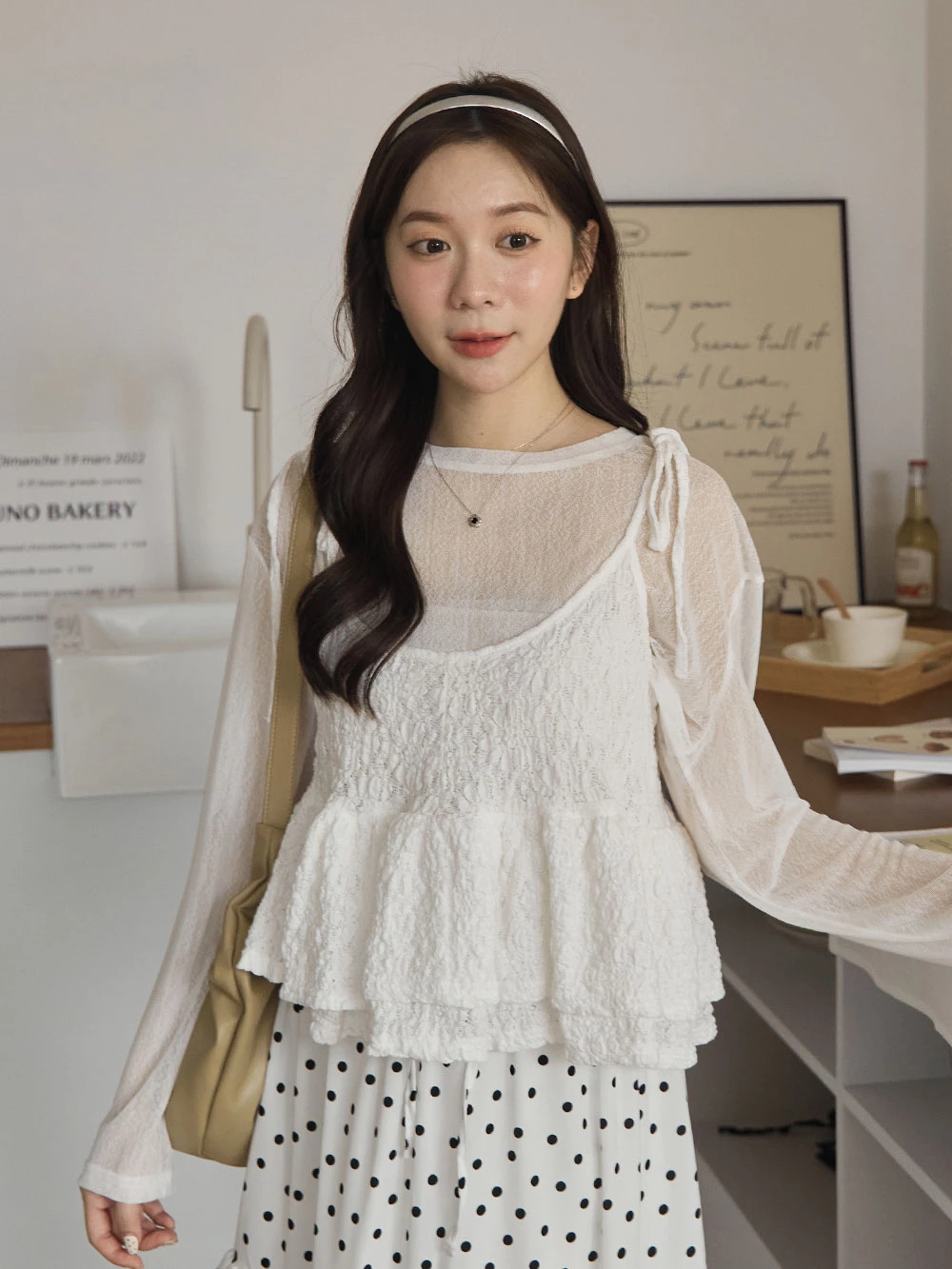 壓紋蛋糕綁帶背心