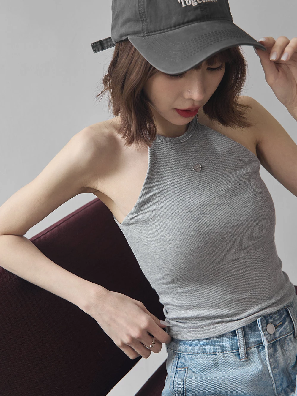 愛心銀牌削肩胸墊背心