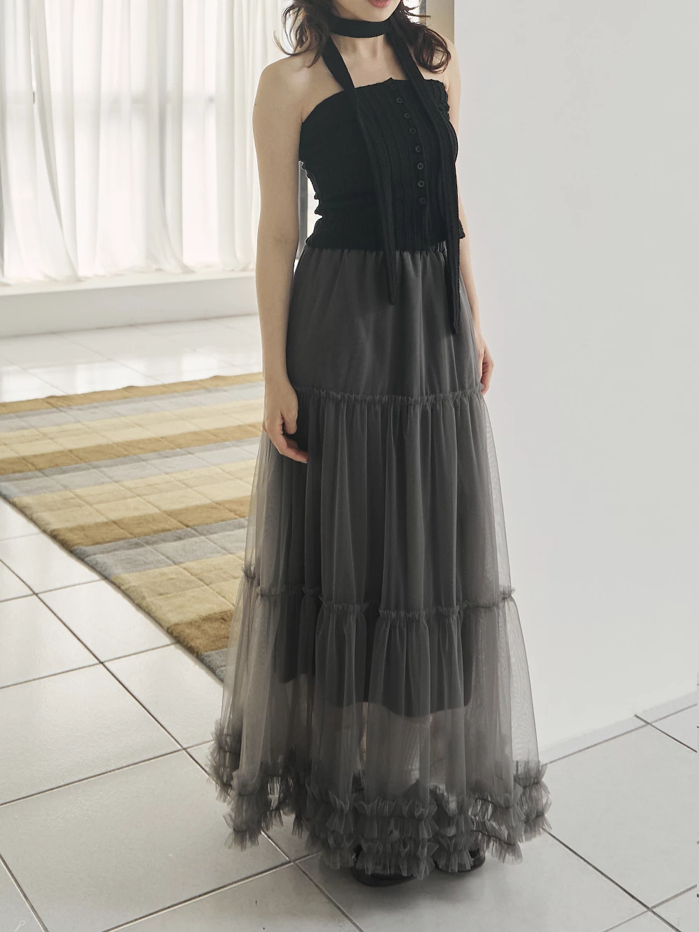 荷葉蛋糕網紗長裙