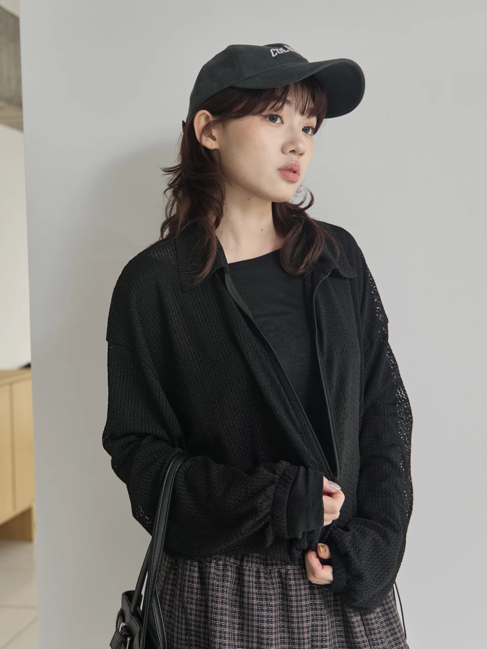 微透澎袖抽繩外套