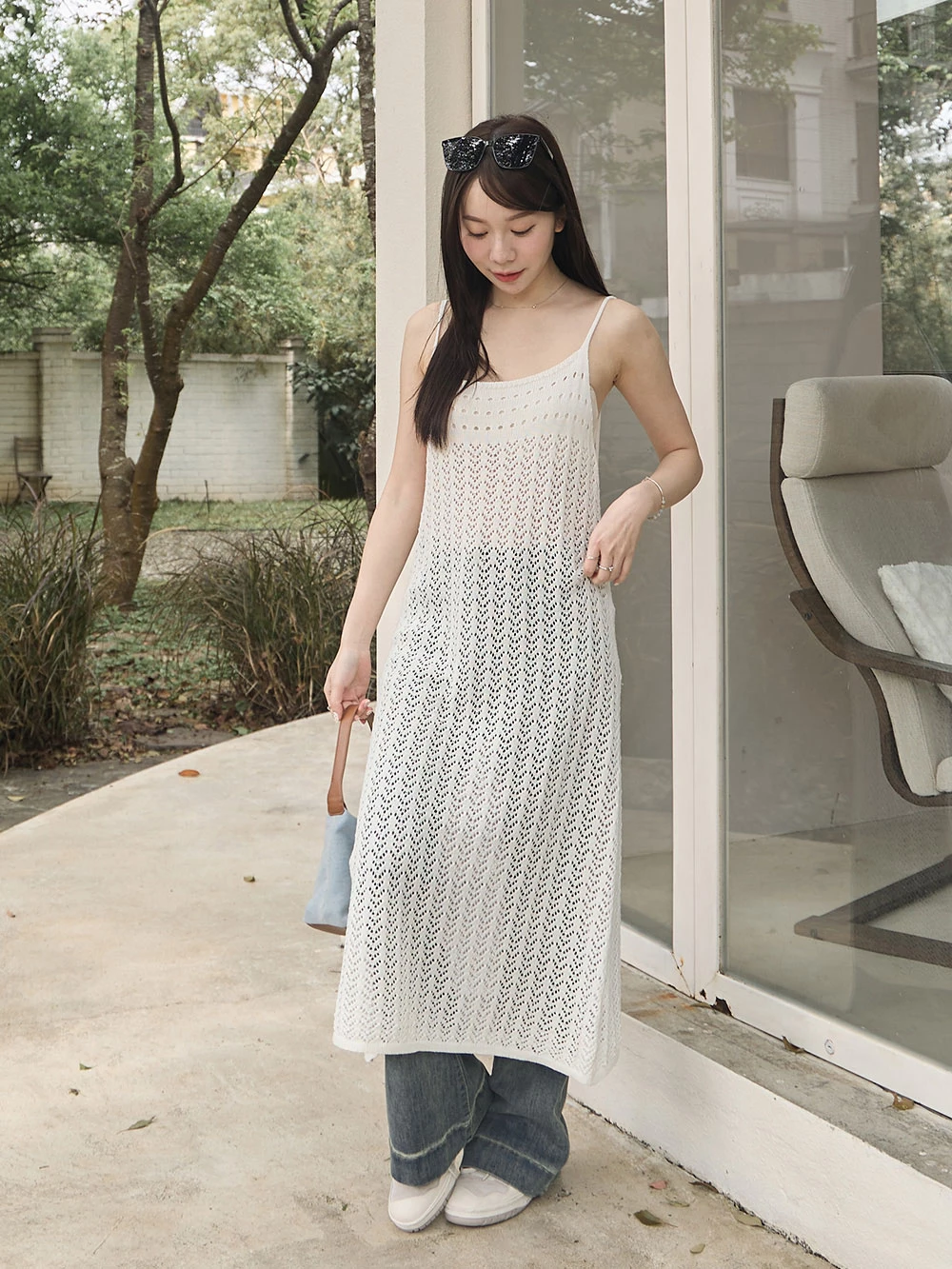 縷空針織外罩洋裝